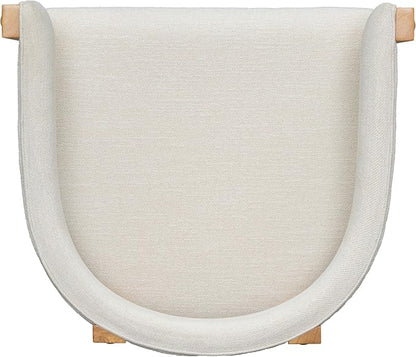 Christopher Knight Home Set of 2 Rylan Modern Fabric Upholstered Dining Room Counter Height Barstools,Kitchen Island Rubberwood Counter Stool,Armchair with Footrest+Curved Backrest,Beige+Natural