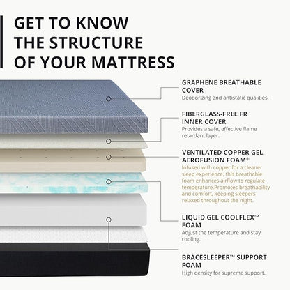 EGOHOME 10 Inch Cal King Memory Foam Mattress for Back Pain, Cooling Copper Gel Bed in a Box, Foam Made in USA, CertiPUR-US Certified, Therapeutic Medium Firm, 72x84x10 Black