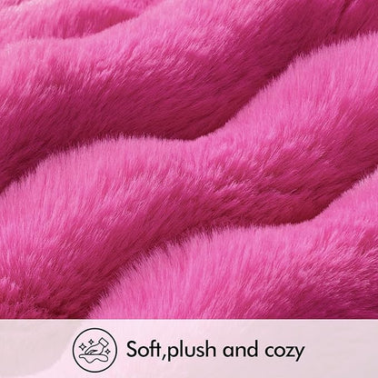 MIULEE Faux Fur Pillow Covers Thick Soft Plush Throw Pillows Luxury Home Decor for Couch Bed Bedroom Living Room Sofa,20x20 Inch Pack of 2 Hot Pink