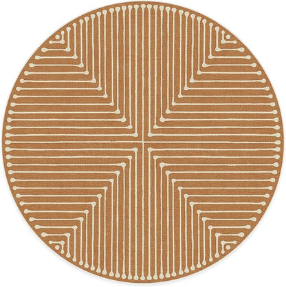 RUGGABLE x Jonathan Adler Machine Washable Modern Area Rug – Inkdrop Copper 6 ft Round, Stain-Resistant, Non-Slip – Medium Rugs for Living Room, Bedroom, Hallway, Entryway & Office–with Cushioned Pad