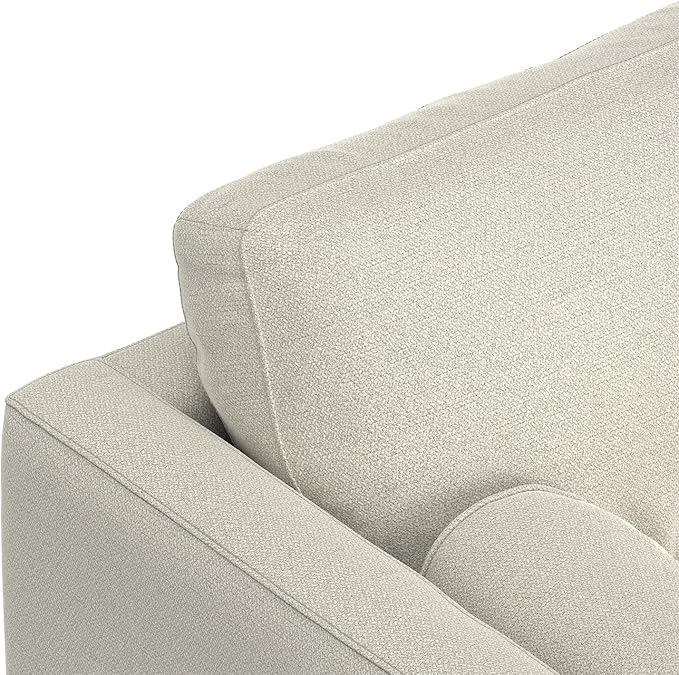 SIMPLIHOME Morrison 89-inch Wide Sofa in Cream White Woven-Blend Fabric, Handcrafted Mid-Century Modern Couch for Living Room or Family Room, Single Bench Cushion, Bolster Pillows