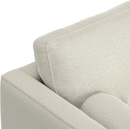 SIMPLIHOME Morrison 89-inch Wide Sofa in Cream White Woven-Blend Fabric, Handcrafted Mid-Century Modern Couch for Living Room or Family Room, Single Bench Cushion, Bolster Pillows
