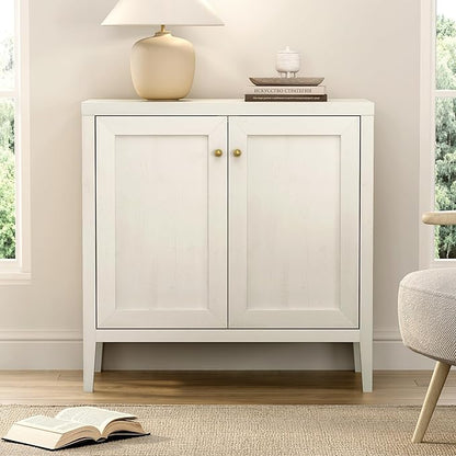 63" Large Buffet Cabinets Set of 2, Farmhouse Sideboard Cabinet with Storage, Accent Credenza Cabinet, Wood Kitchen Cabinets, Coffee Bar Console Table for Living, Dining Room, Antique White