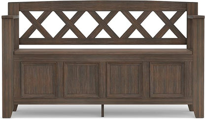 SIMPLIHOME Amherst Entryway Storage Bench - 48 inch Wide Solid Wood Hallway Seat in Farmhouse Brown, Transitional Bench for Entryway or Living Room with Lift-Up Lid and Spacious Storage