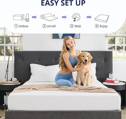 Twin XL Mattress 5 Inch Green Tea Memory Foam Mattress for Cool Sleep & Pressure Relief, Medium Feel Support,Fiberglass Free, Bed in a Box, Removable Washable Cover, CertiPUR-US Certified