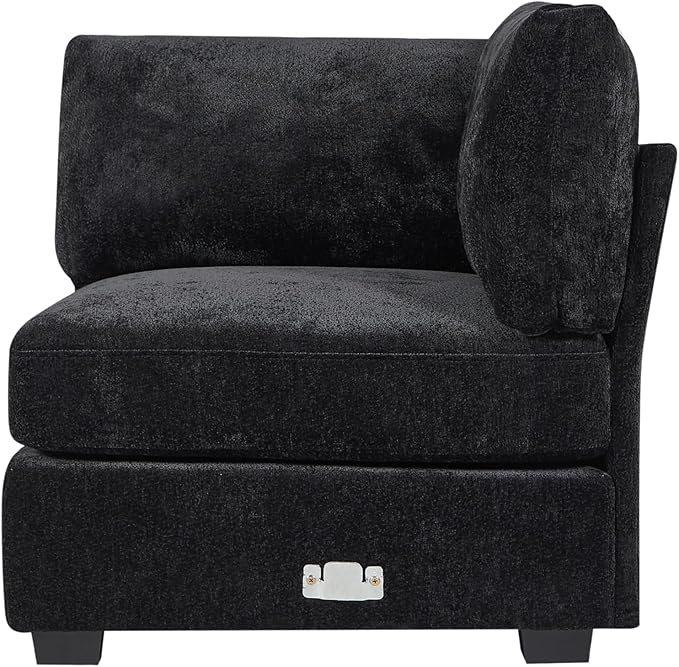 Christopher Knight Home Zery 7-Piece U-Shape Lounge Sofa Couch with Ottomans, Modern Modular Sectional Sofa Set with Pillow Back for Living Room, Chenille Upholstered Cloud Couch with Deep Seat,Black