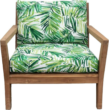 Tommy Bahama Deep Seating Lounge Cushion, 24" X 24" X 4", Coastal Palm Green Leaf