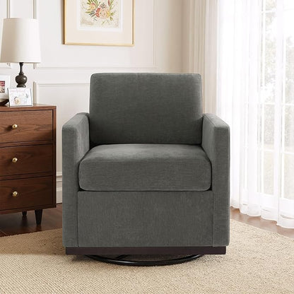 UIXE Swivel Accent Chair, Chenille Upholstered Armchair Comfy Club Chair for Living Room, Mid Century Modern Arm Chair Single Sofa Nook Bedroom Side Reading Seat - Gray