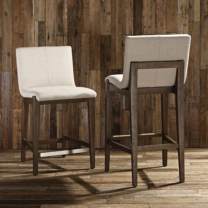 Uttermost Klemens 26" Neutral Linen Fabric Counter Stool