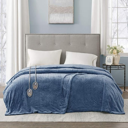Beautyrest Heated Electric Blanket for Cold Weather, Fast Heating Heated Blanket, Auto Shut Off, Virtually Zero EMF, Multi Heat Setting, UL Certified, Sapphire Full (84 inx80 in)