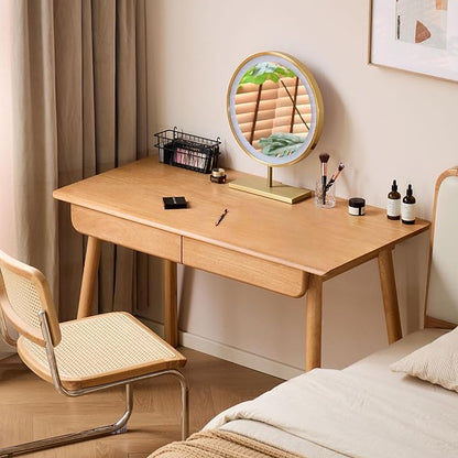 YESWOOD Solid Wood Desk, Mid Century Modern Computer Desk, Office Desk with Drawers for Home Office Study Vanity 41.33" W