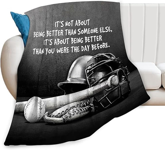 Baseball Throw Blanket for Kids & Adults - Soft, Warm, Cozy Fleece for Couch, Sofa, Bed - 50"x60"