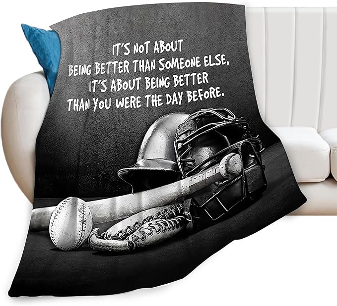 Baseball Throw Blanket for Kids & Adults - Soft, Warm & Cozy Fleece Blanket for Couch, Sofa & Bed - 60"x80"