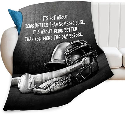 Baseball Throw Blanket for Kids & Adults - Soft, Warm & Cozy Fleece Blanket for Couch, Sofa & Bed - 60"x80"