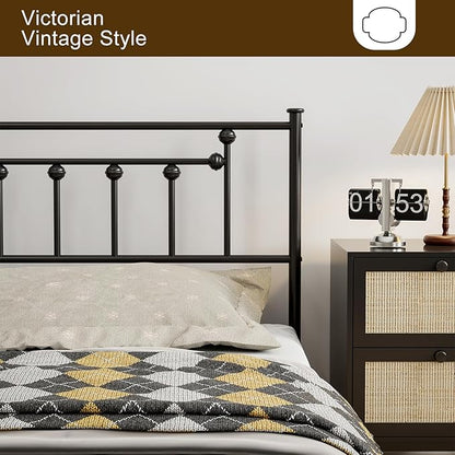 Metal Twin Size Headboard - Adjustable Height - Victorian Farmhouse Style, Steel Twin/Twin XL Headboard Only for Bedroom, Easy Assembly, Black