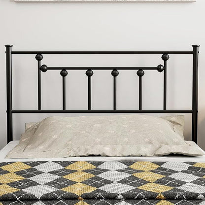 Metal Twin Size Headboard - Adjustable Height - Victorian Farmhouse Style, Steel Twin/Twin XL Headboard Only for Bedroom, Easy Assembly, Black