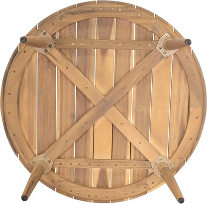 Christopher Knight Home Lalina Outdoor Coffee Table, Acacia Wood Accent Table with Slatted Panel Design, Round Patio Table for Garden Porch Balcony, Low Maintenance Outdoor Furniture, Natural