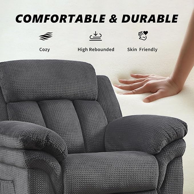 CANMOV Recliner Sofa Set, Manual Reclining Sofa with Overstuffed Armrest for Living Room,Bedroom Furniture,Office,3 Seat Grey