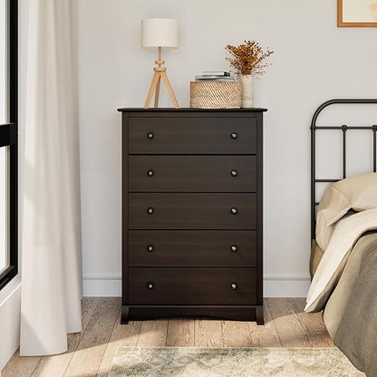 Prepac Sonoma Superior 5-Drawer Dresser for Bedroom - Spacious and Stylish Chest of Drawers, Measuring 17.75"D x 31.5"W x 44.75"H, In Espresso Finish