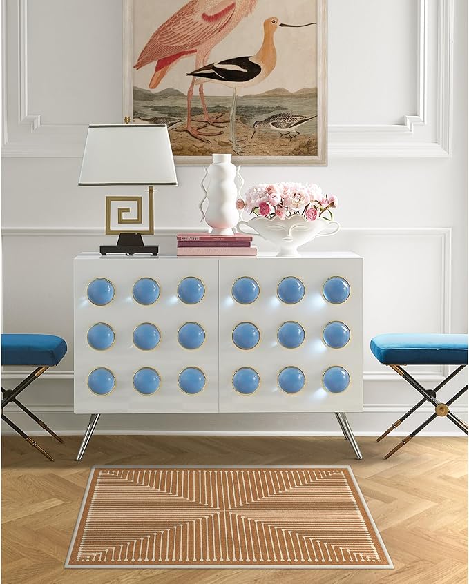 RUGGABLE x Jonathan Adler Machine Washable Modern Area Rug – Inkdrop Copper 2x3, Stain-Resistant, Non-Slip – Small Rugs for Living Room, Bedroom, Hallway, Entryway & Bathroom–with Standard Pad