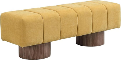 Christopher Knight Home Manila 50" Chenille Fabric Dining Bench for 2 People, Upholstery Ottoman Bench, End of Bed Footstool, Living Room Sofa Extra Seat/Footrest, No Assembly Needed, Mustard Yellow