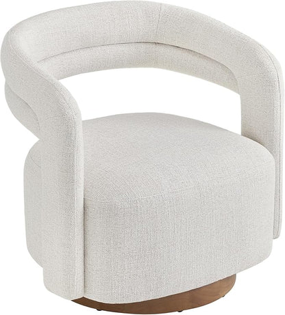 Swivel Accent Chair Set of 2, Upholstered Barrel Chair with Open Back Design, Modern Arm Chair with Wooden Base for Living Room Bedroom Reading Waitingroom,Wheat