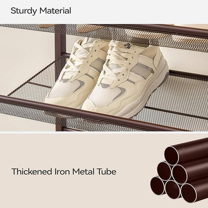 Shoe Rack, Long Shoe Organizer,Max Holds 50 Pairs,8 Tier Metal Shoe Storage Shelf,4-Tier Stackable Shoes Organizer for Garage, Entryway,Bronze