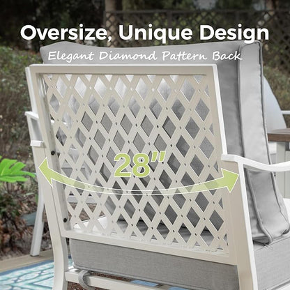 Patio Swivel Chairs Set of 2, Outdoor Sofa Chairs with Deep Seating and 5.5" Cushions, Steel Frame Porch Furniture for Lawn Backyard Deck, Light Grey