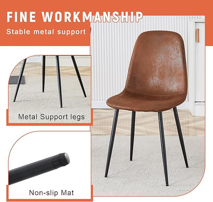 5 Piece Dining Table Set, 42" Round Dining Table Set for 4 with Storage and Suede Chairs, Round Kitchen Table and Chairs for 4 with Thick Wood Top, Roman Column Pedestal, Space-Saving