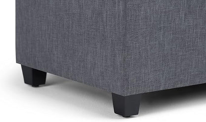 SIMPLIHOME Sienna Storage Ottoman Bench - 33 inch Wide Upholstered Linen Look Fabric Rectangle Storage Ottoman Bench in Dove Grey, Transitional Tufted Ottoman for Living Room or Entryway with Lift Top