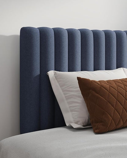 Full Size Upholstered Headboard Only, Channel Tufted Headboard with Adjustable Height, Easy Assembly, Navy Blue