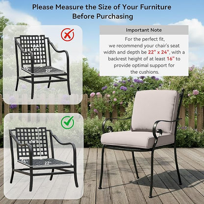 7-Piece Outdoor Patio Cushion Set - Fade & Water Resistant with Removable Olefin Cover, 22x24x4 Inch Memory Foam Cushions for Wicker Sectional Sof - Beige/Regular
