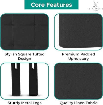 Naomi Home Jessenia Queen Headboard – Adjustable Linen Upholstered Tufted Panel, Soft Padded Surface, Wall-Mount/Bed Frame Mount – Dark Gray