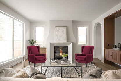 Accent Chair Set of 2, Modern Living Room Chairs with Wingback, Comfy Upholstered High Back Single Sofa for Bedroom, Mid-Century Reading Armchair Sillas para Sala
