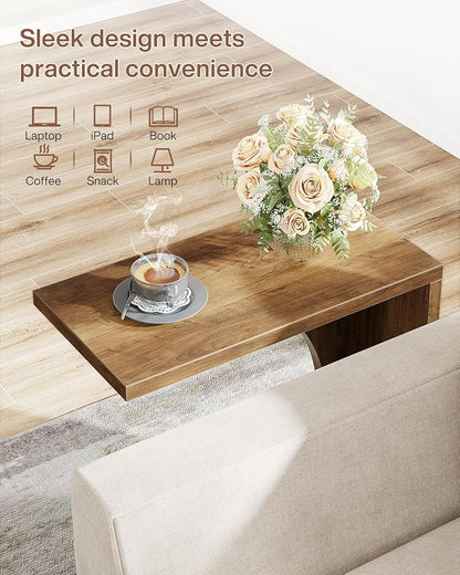 Tribesigns C-Shaped End Table for Couch, Sofa Side Table, C Table for Small Space, Living Room, Bedroom (2, Rustic Brown)