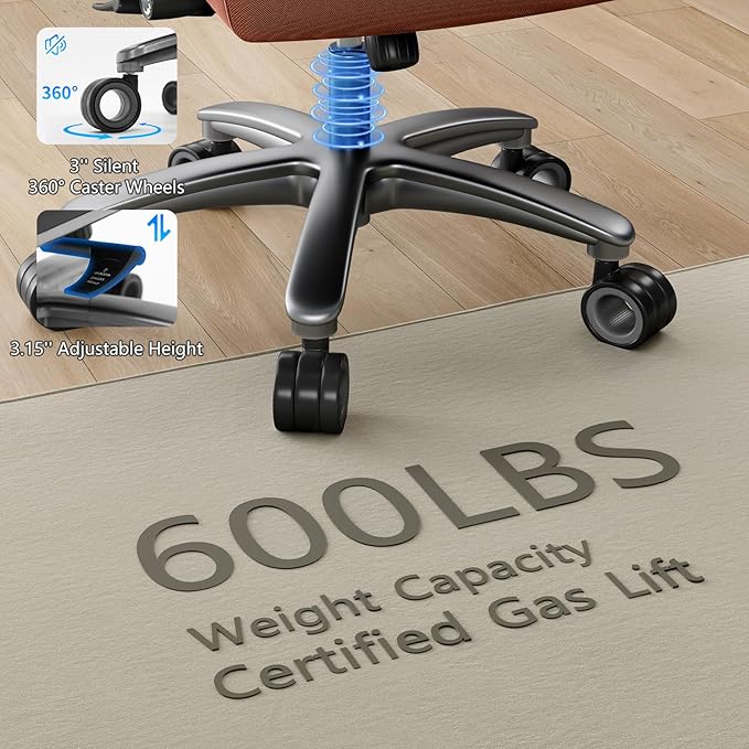 Big and Tall Office Chair with 5D Arms, 600lbs Fabric & PU Leather Heavy Duty Desk Chair, Adjustable Lumbar Support & Height, Tilt Function, High Back Ergonomic Executive Computer Chair