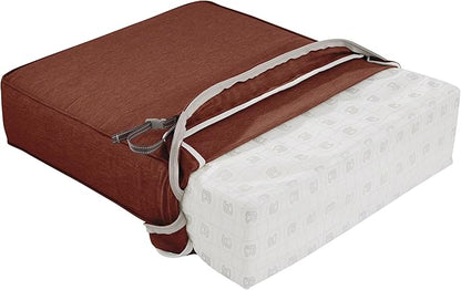 Classic Accessories Montlake Water-Resistant 23 x 25 x 5 Inch Rectangle Outdoor Seat Cushion, Patio Furniture Chair Cushion, Heather Henna Red, Patio Furniture Cushion Covers