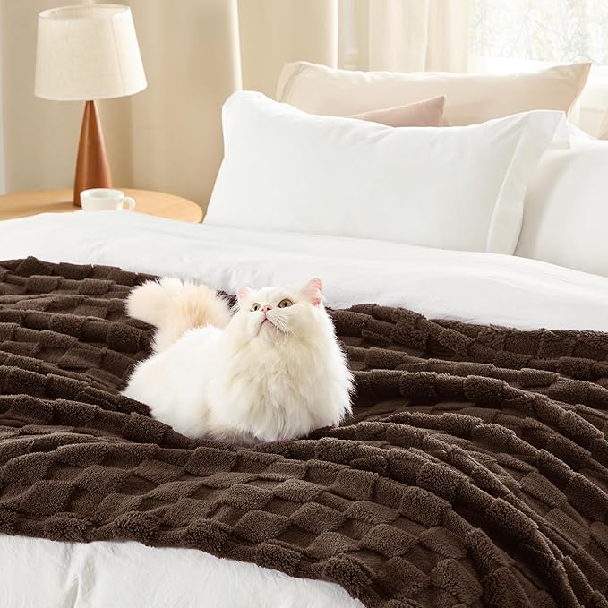 Bedsure GentleSoft Dark Brown Throw Blanket for Couch - Super Soft Cozy Blankets Gifts for Women Men Girls, Cute Small Fleece Throws for Bedroom Home Decor, 50x70 Inches