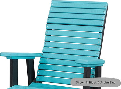 DutchCrafters Modern Horizontal Slat High Back Poly Adirondack Swivel Glider Outdoor Patio Chair (Black & Weatherwood)
