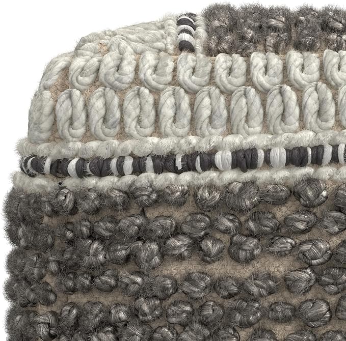 SIMPLIHOME Grady Contemporary Square Pouf in Earth Tone Brown Handloom Woven for the Living Room, Bedroom and Kids Room