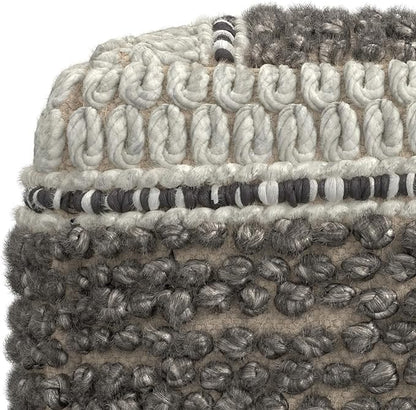 SIMPLIHOME Grady Contemporary Square Pouf in Earth Tone Brown Handloom Woven for the Living Room, Bedroom and Kids Room