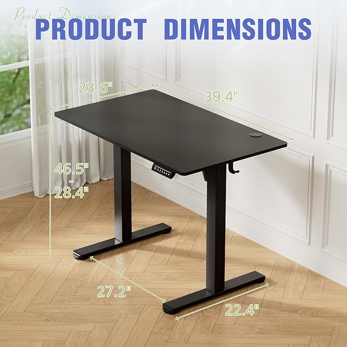 Homall Height Adjustable Electric Standing Desk, Memory Stand up Desk with Headphone Hook, Home Office Desks with Splice Board