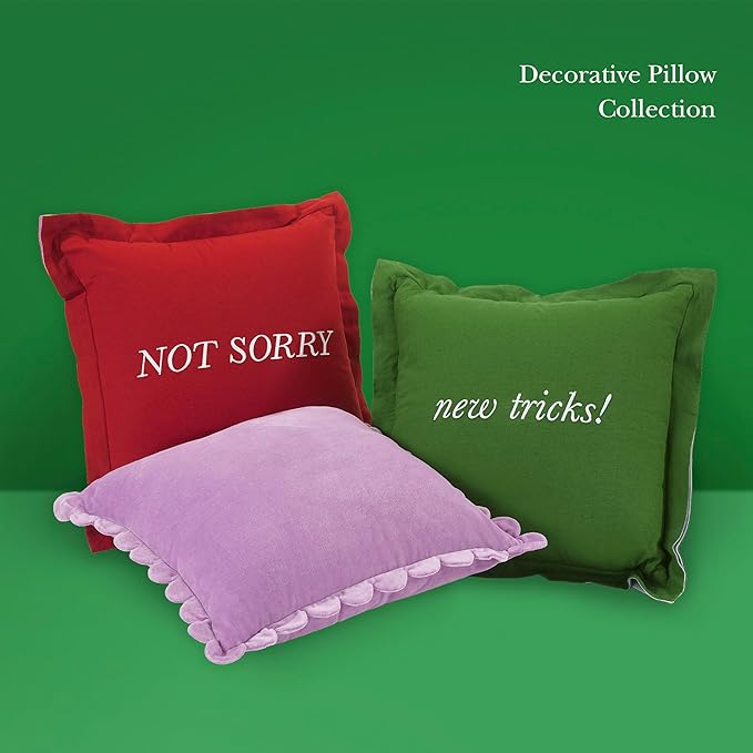 kate spade new york Scallop Edge Decorative Pillow for Bed or Sofa, Cotton Cover Throw Pillow, 18 x 18, Sea Thistle