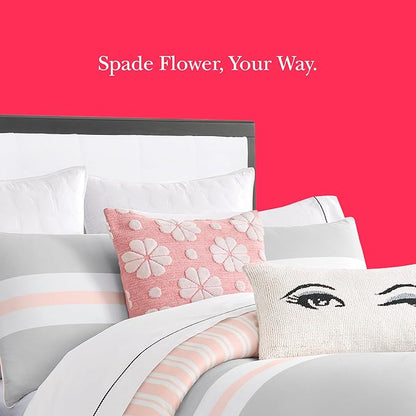 kate spade new york Spade Floral Decorative Pillow, 20" x 20" Throw Pillow for Bed or Sofa, Textured Cotton and Polyester Blend Cover, Pink