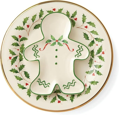 Lenox Dinnerware Set, Holiday Gingerbread Man Accent Plate, Service for 1, 8 Inch Porcelain Plate Perfect for Christmas Hosting, Dishwasher Safe, Christmas Decor, Gingerbread Man (Multicolor, 1 Piece)