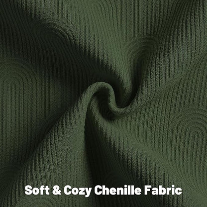 FUTEI Christmas Dark Green Chenille Decorative Throw Pillow Covers 24x24 Inch Set of 2,Soft Cozy Striped Geometric Patterns European Cushion Cases,Modern Home Decor for Couch Bed Living Room