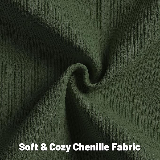 FUTEI Christmas Dark Green Chenille Decorative Throw Pillow Covers 12x20 Inch Set of 2,Soft Cozy Striped Geometric Patterns Lumbar Pillow Cases,Modern Home Decor for Couch Bed Living Room