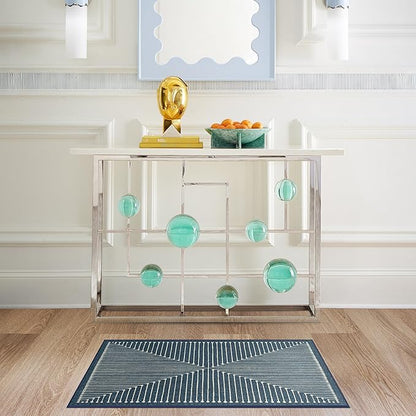 RUGGABLE x Jonathan Adler Machine Washable Modern Area Rug – Inkdrop Lapis Blue 2x3, Stain-Resistant, Non-Slip – Small Rugs for Living Room, Bedroom, Hallway, Entryway & Bathroom–with Cushioned Pad