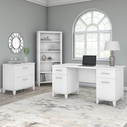 Bush Furniture 2 Drawer Lateral File Cabinet, Letter and Legal-Size Document Storage for Home or Professional Office, Somerset Collection, White