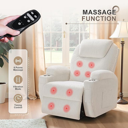Flamaker Power Lift Recliner Chair Electric Lift Recliner for Elderly Power Lift Recliner Chair with Cup Holders Side Pockets for Living Room (Corduroy, Beige)